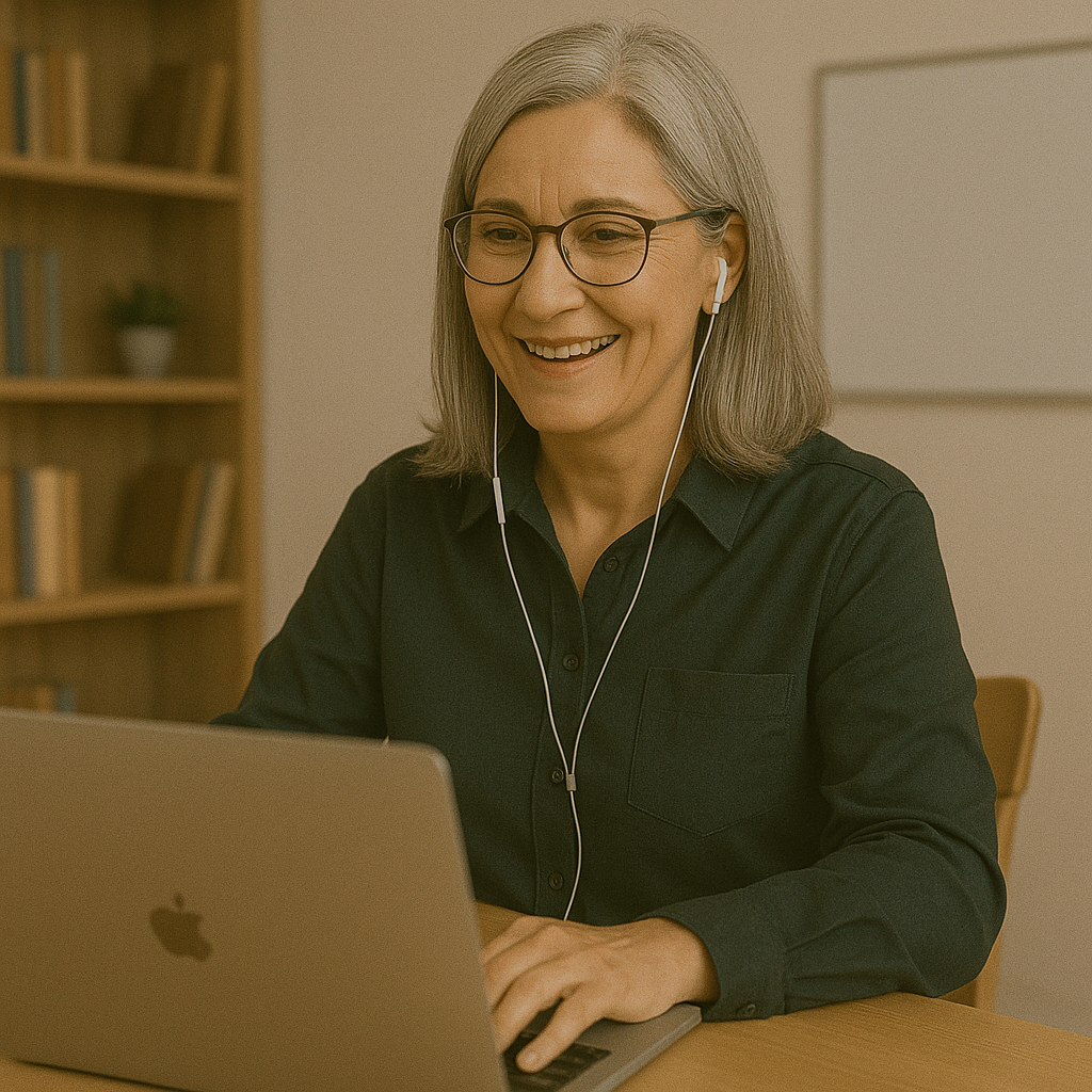 Learner practicing job interview skills